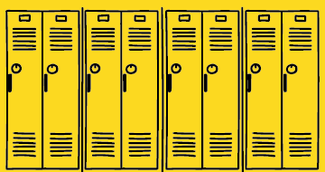 illustration of black lockers on a yellow background